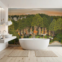 Vrindavan Forest Gathering wall mural featuring Krishna and gopis