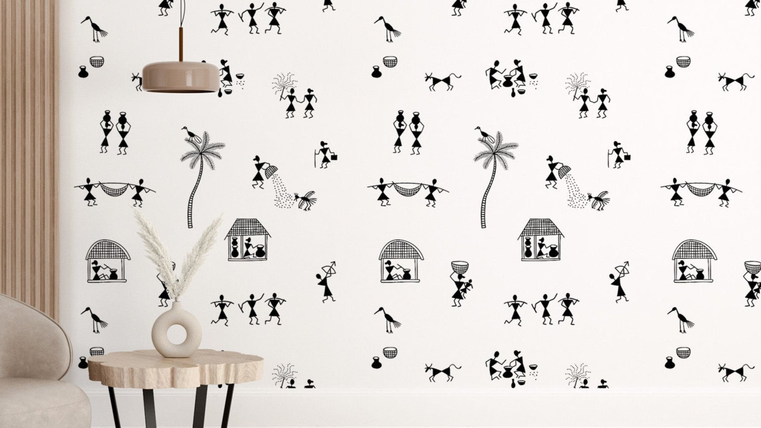 Warli Wonders Collection Mural Wallpaper art