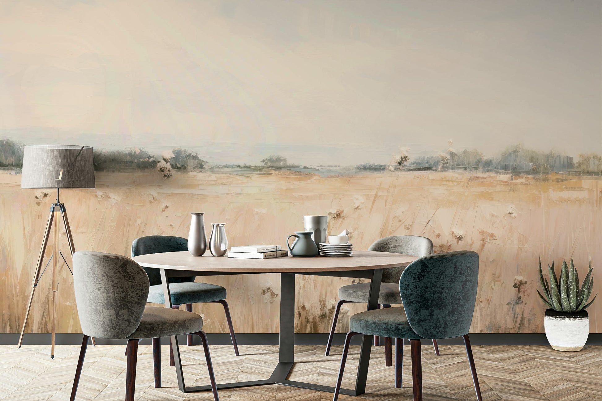 Scenic summer mural capturing August ambiance

