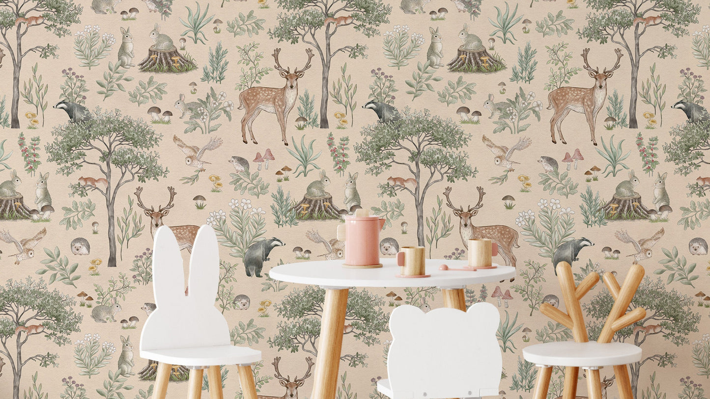 Warme Beige Wildlife Tapete