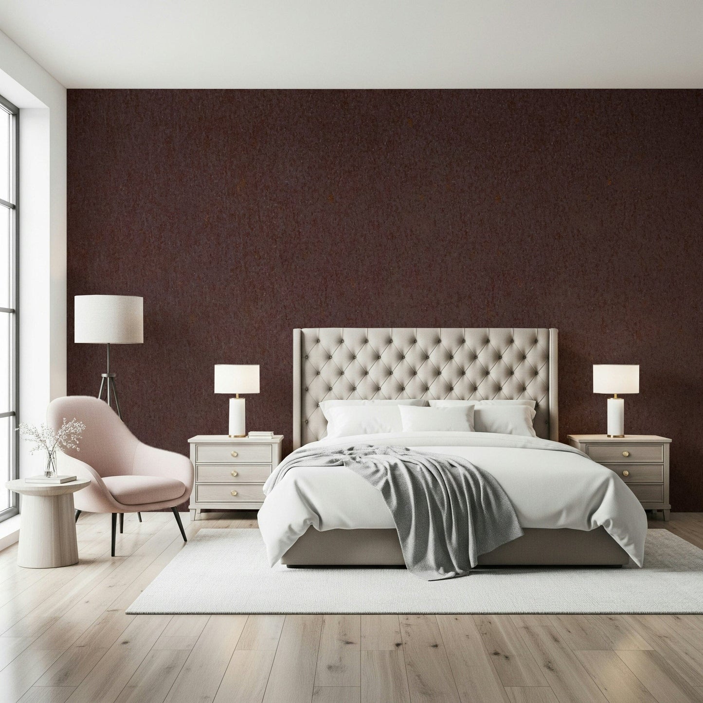Neutral cocoa-toned wall mural with soft canvas texture for minimalist or contemporary interiors.