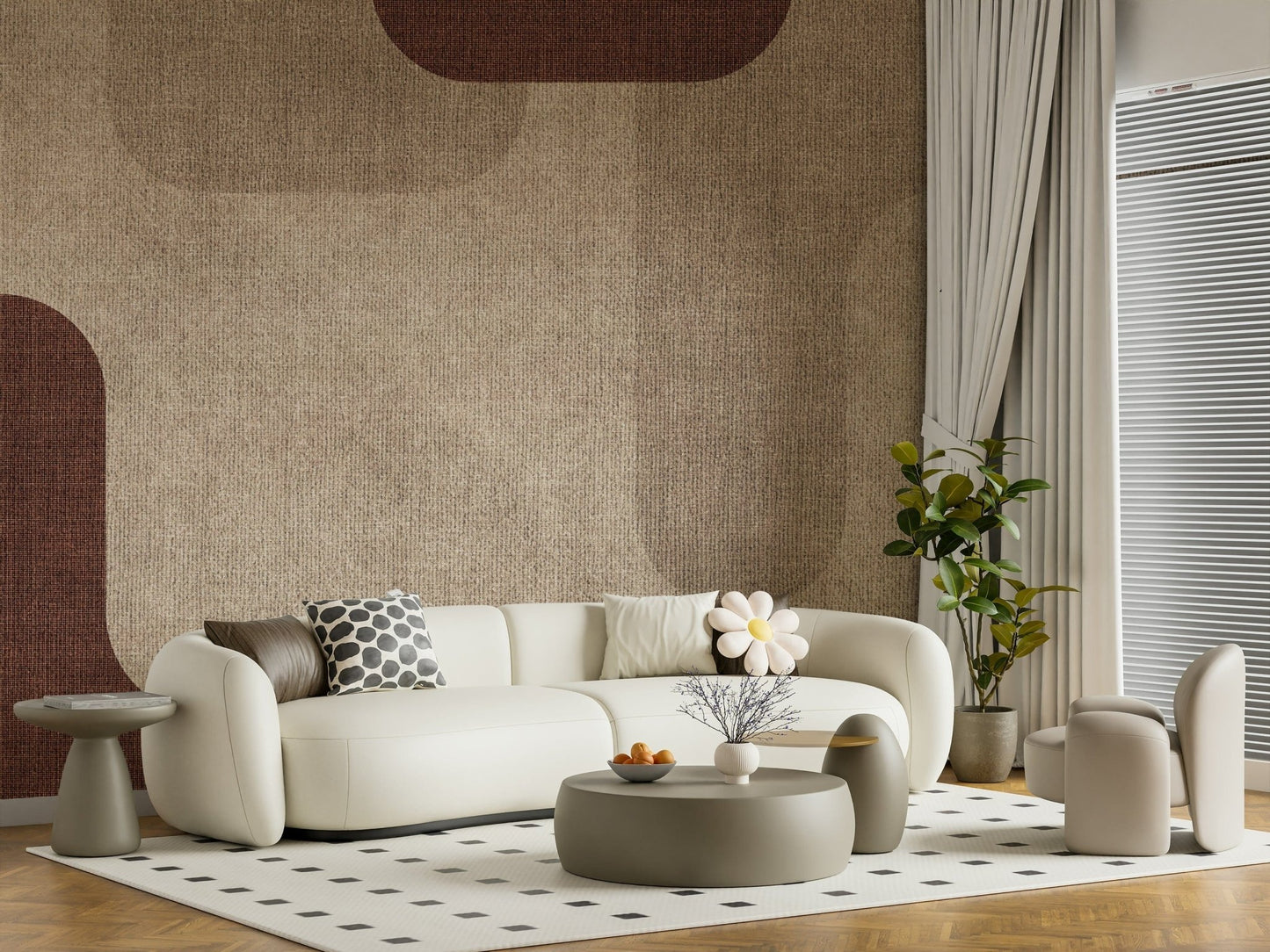Earthy brown patterns feature on this chic wallpaper.