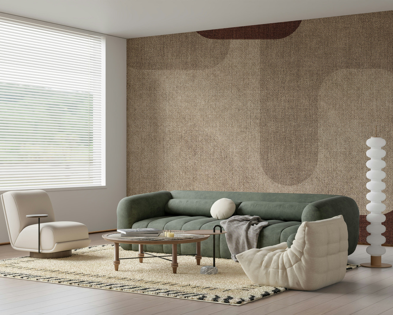 Comforting Warm Curves Design wall mural, soothing abstract shapes.