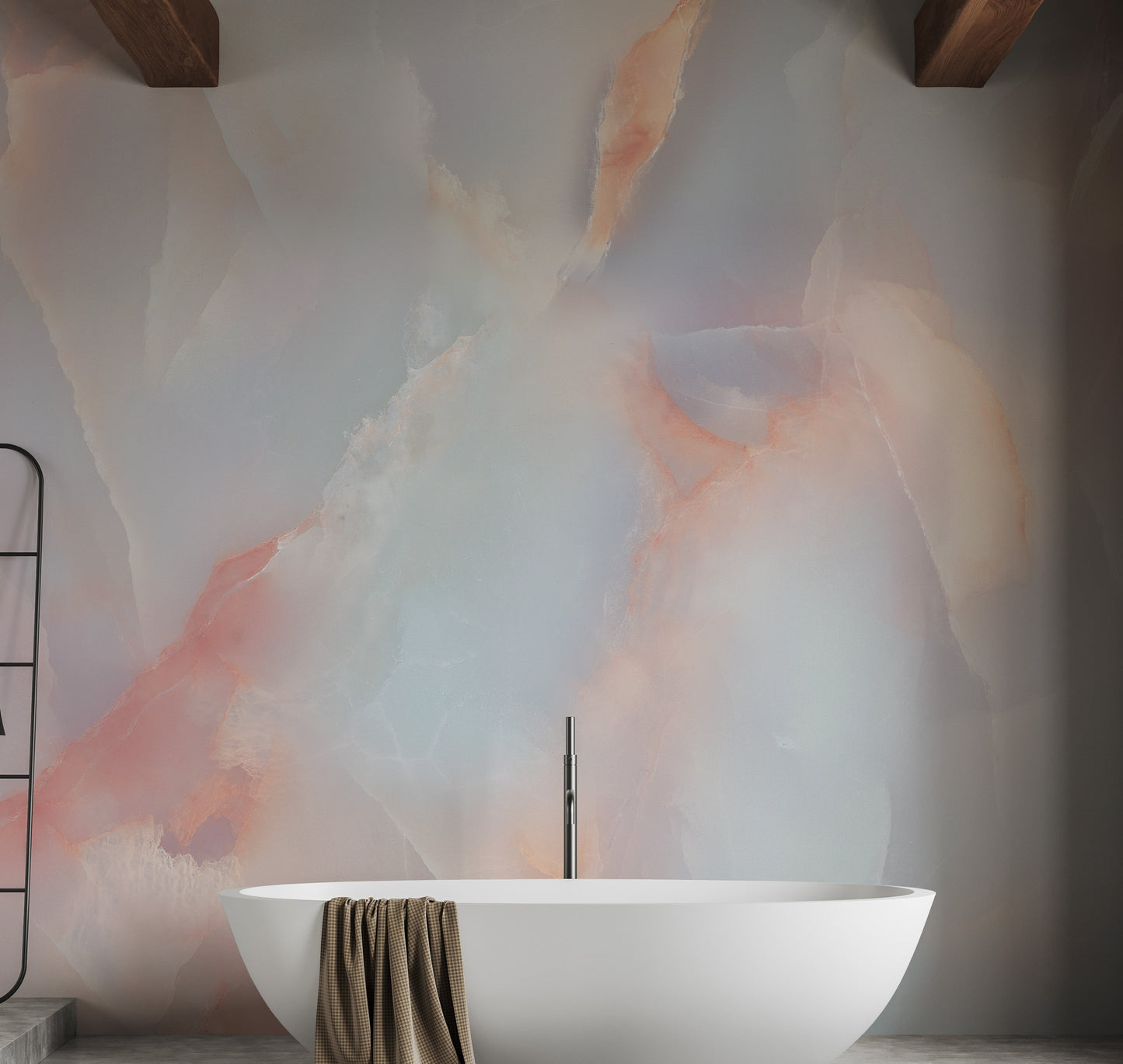 Warm marble texture wallpaper mural bathroom decor
