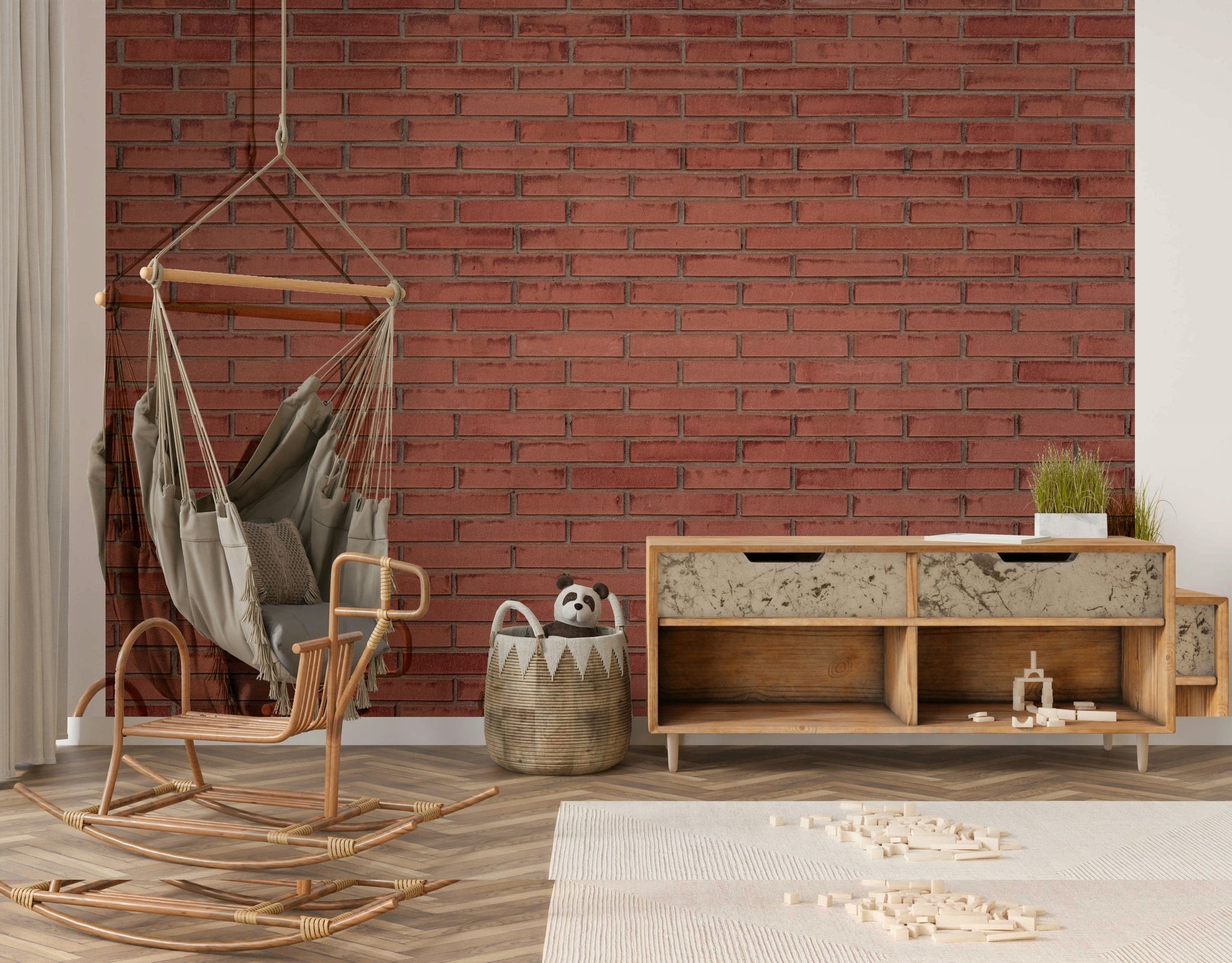 A peaceful abstract design mural on decorative wallpaper.

