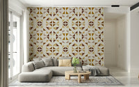 Triangles design wallpaper inspired by natural warmth and mid-century modern aesthetics.