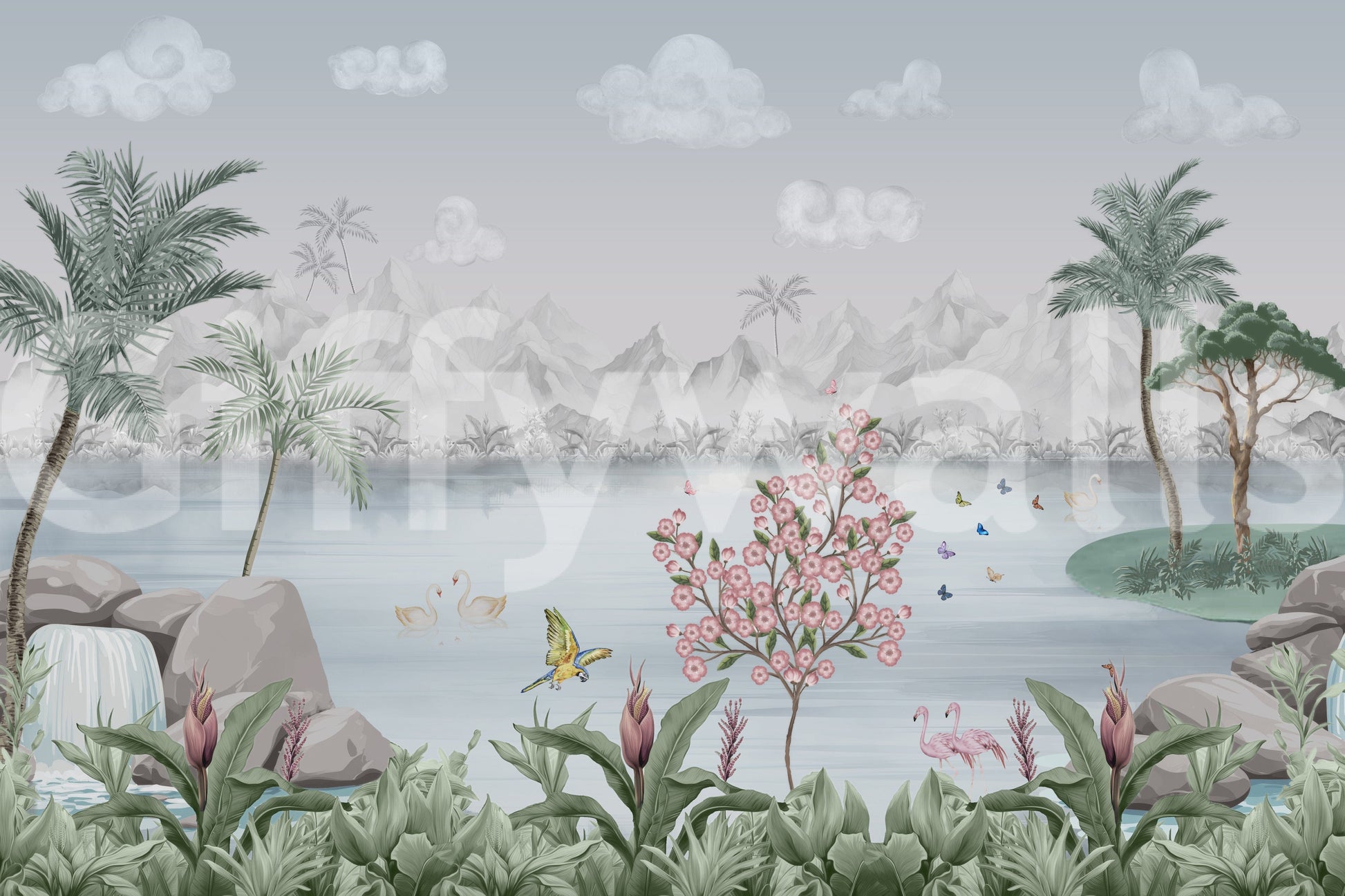 The style is painterly or a soft-focus photograph.

