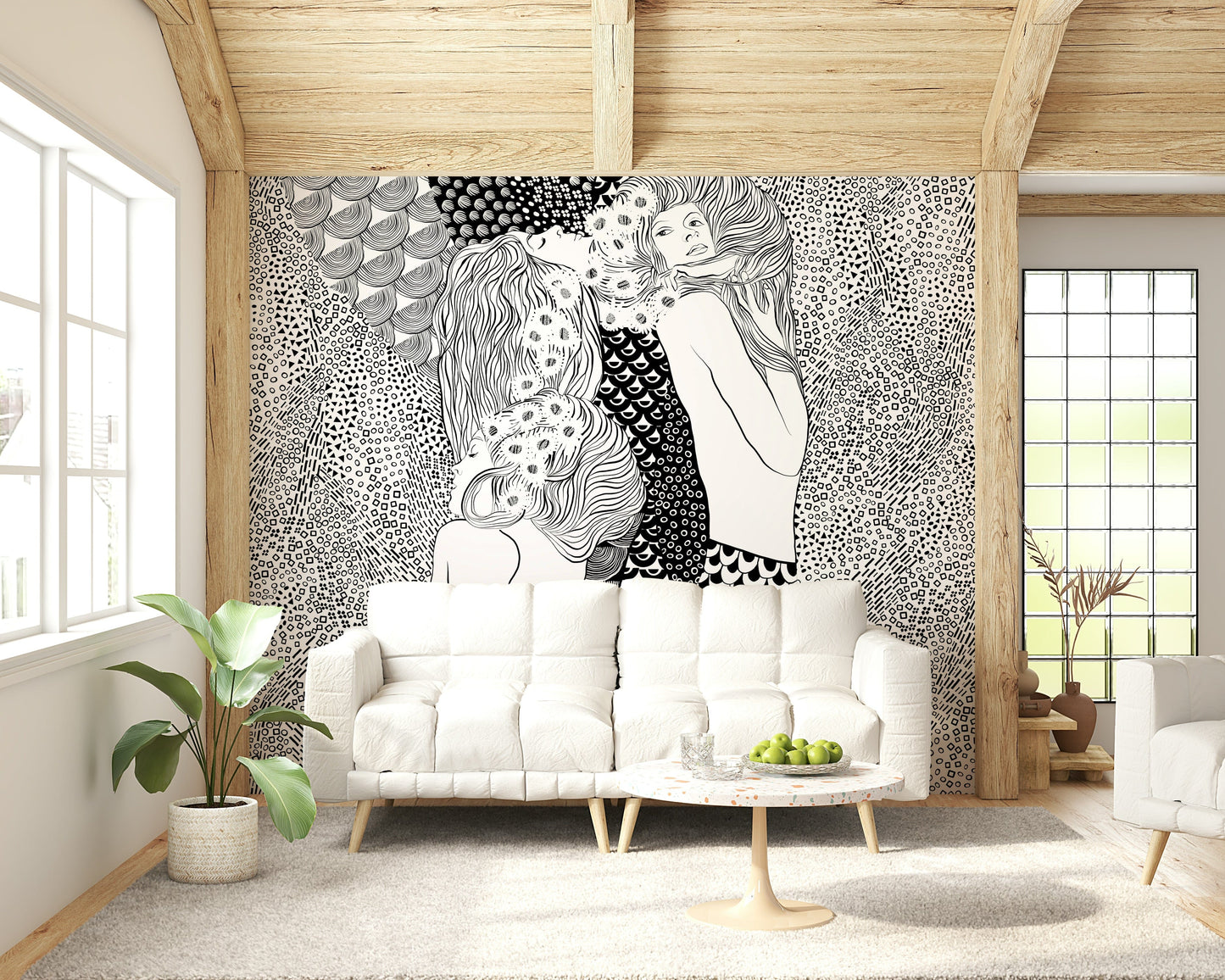 Murale con serpenti d'acqua