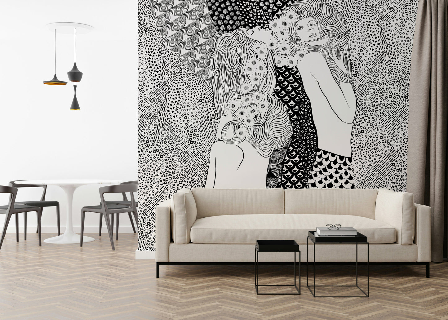 Murale con serpenti d'acqua