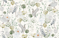 Subtle botanical Watercolor Bird Haven design for modern interiors.