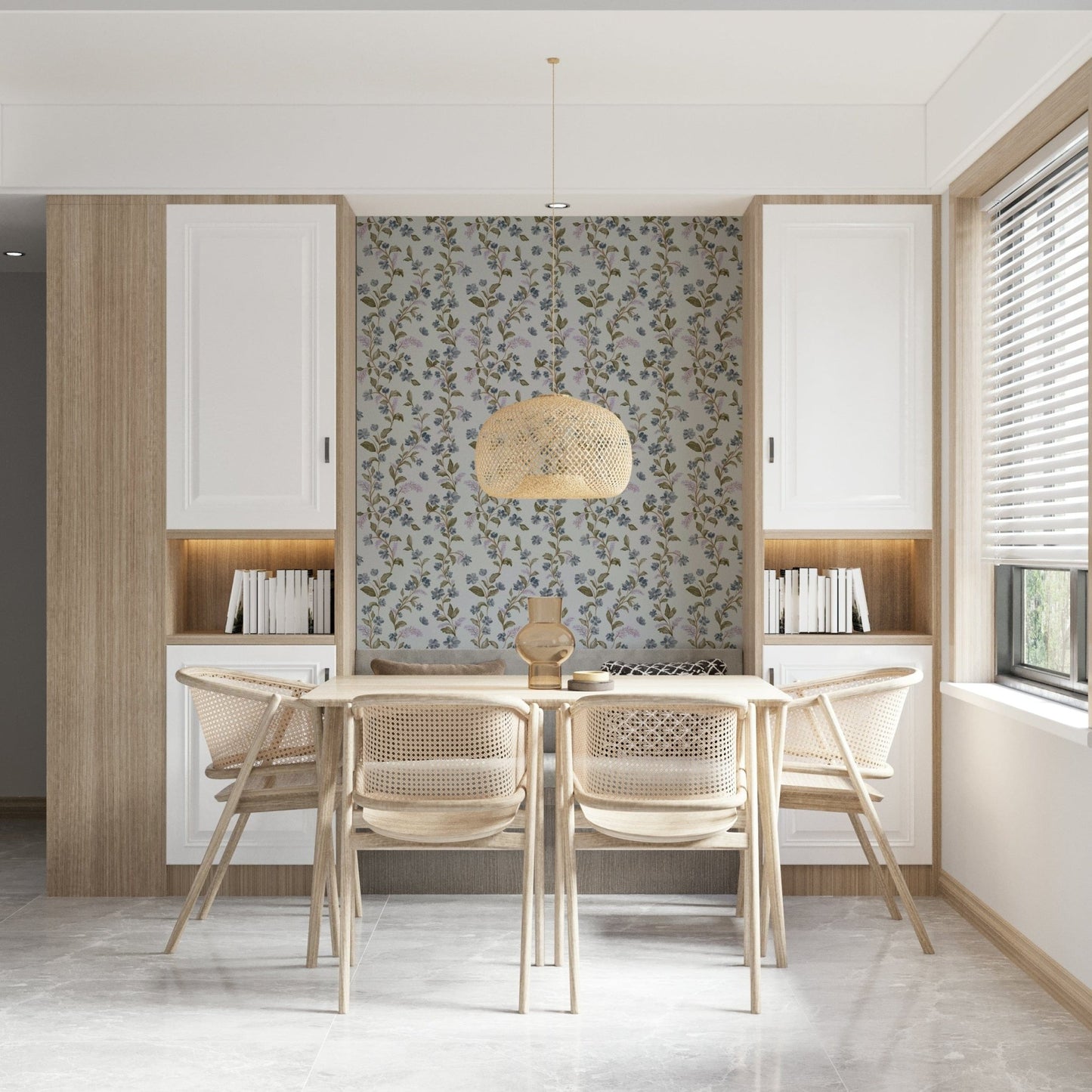 Pastel Watercolor Bloom Serenity interior design element decorative bloom repeat.