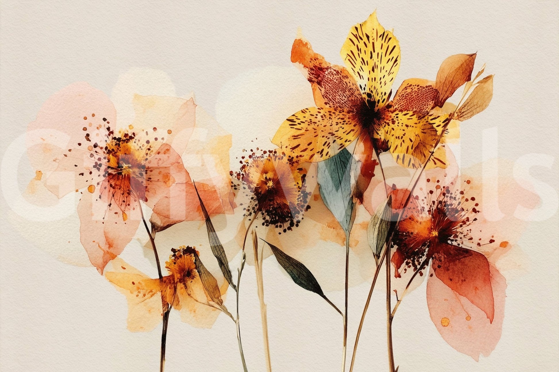 Watercolor Bloom Wall Mural