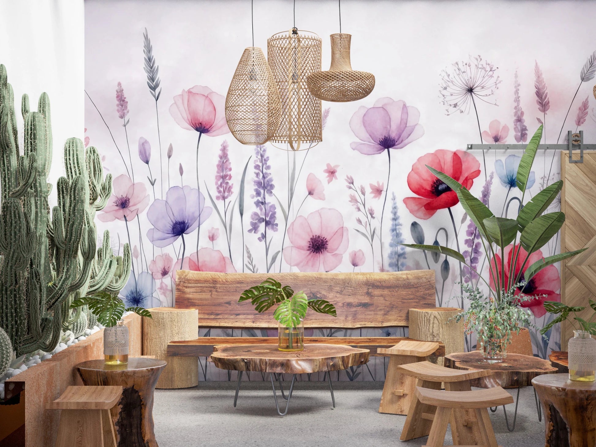 Watercolor Bloomscape Wall Mural