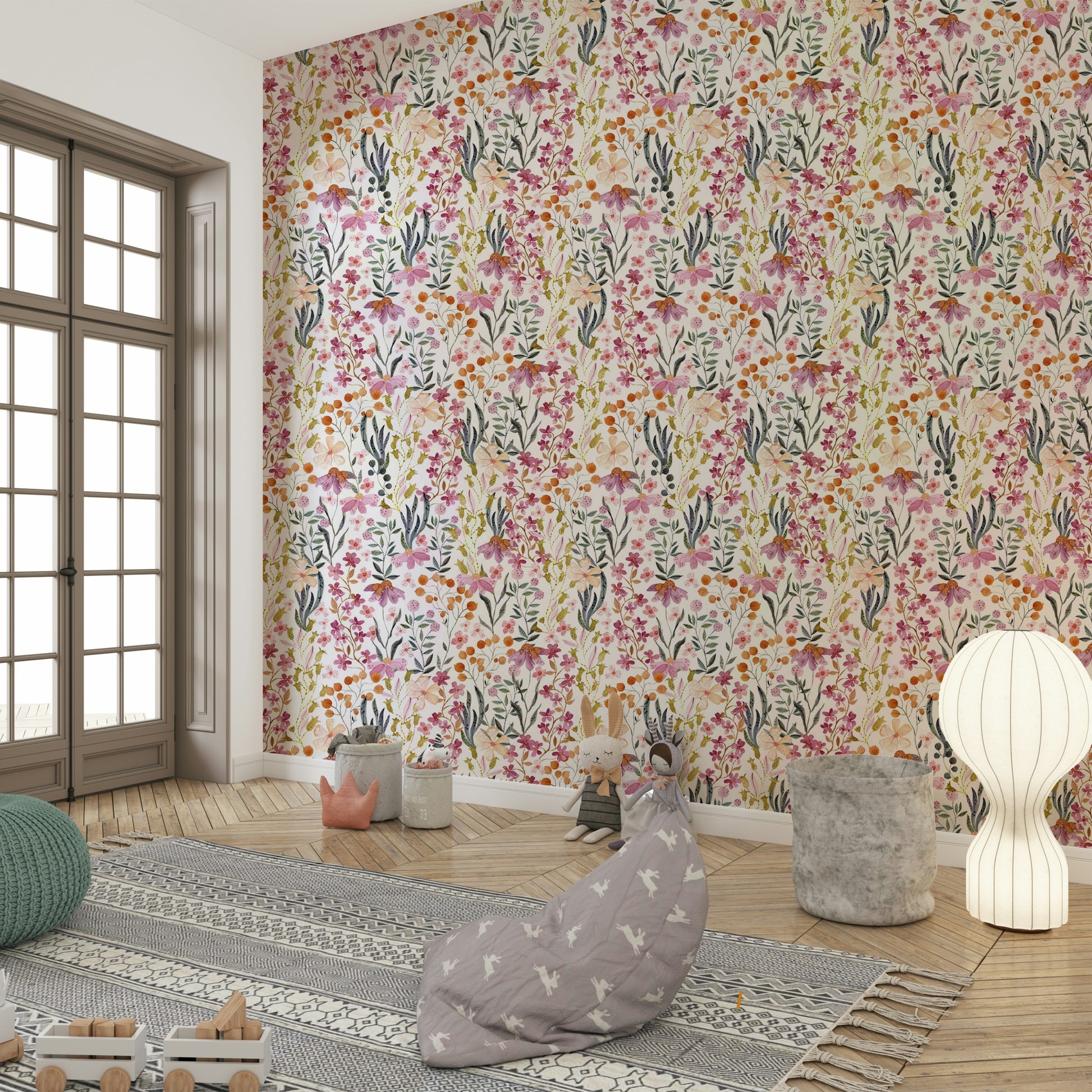 Watercolor Blossom Garden floral wall mural

