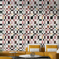 Watercolor Checker Geometric Wallpaper with hand-painted square pattern.

