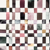 Wallpaper with hand-painted checker style for relaxed walls.

