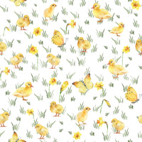 Cute Watercolor Chicks wallcovering ideal for an Easter season feature.