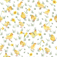 Cute Watercolor Chicks wallcovering ideal for an Easter season feature.