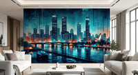 Watercolor Cityscape Wall Mural