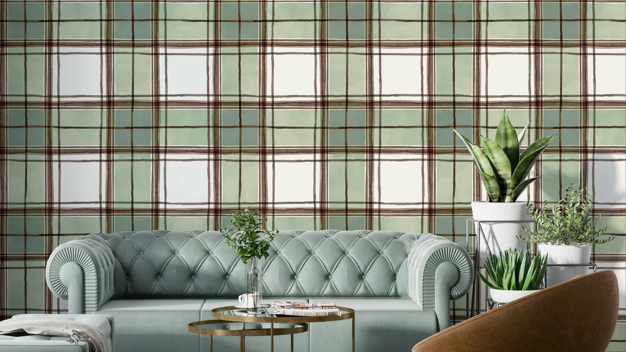 Wallpaper with gentle geometric lines in an artistic watercolor style.

