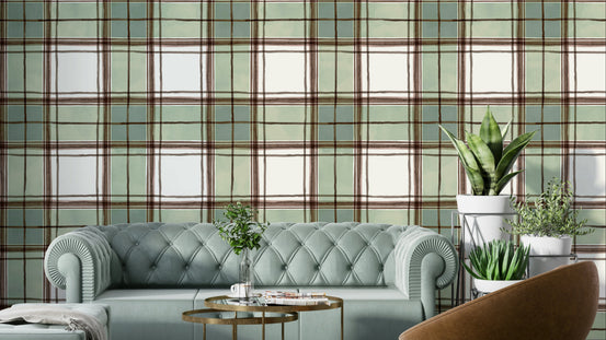 Wallpaper with gentle geometric lines in an artistic watercolor style.

