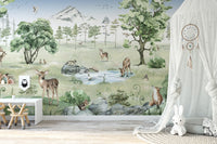 Watercolor Deer Forest summer Animals Wallpaper - Giffywalls