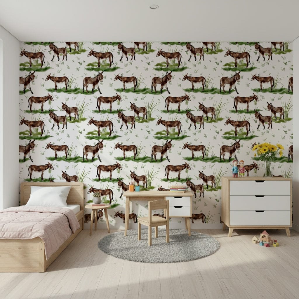 Farm animal print Watercolor Donkeys design.