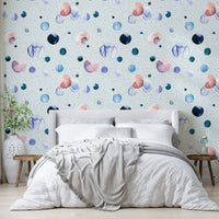 Light and airy wallpaper with soft, scattered dots in neutral shades.

