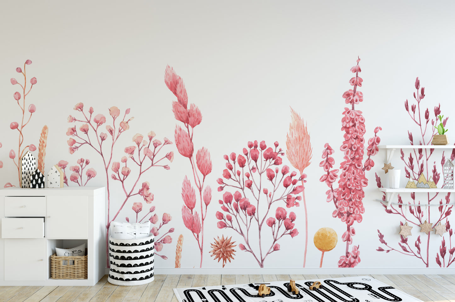 Watercolor Ears of Dried Flowers Wallpaper Murals - Giffywalls