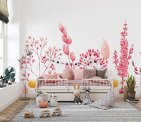 Watercolor wallpaper showcasing delicate dried floral stems.