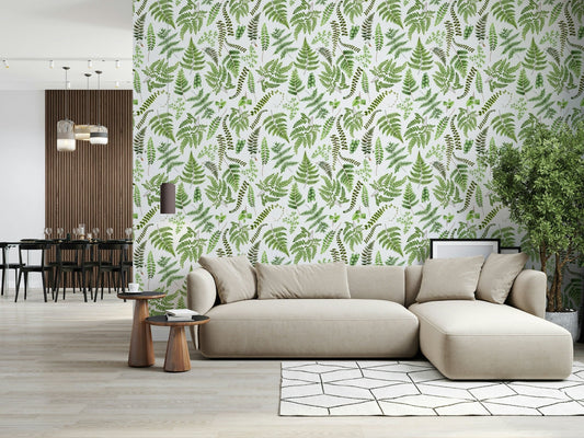 Watercolor Fern Canopy wallpaper for walls lush botanical print