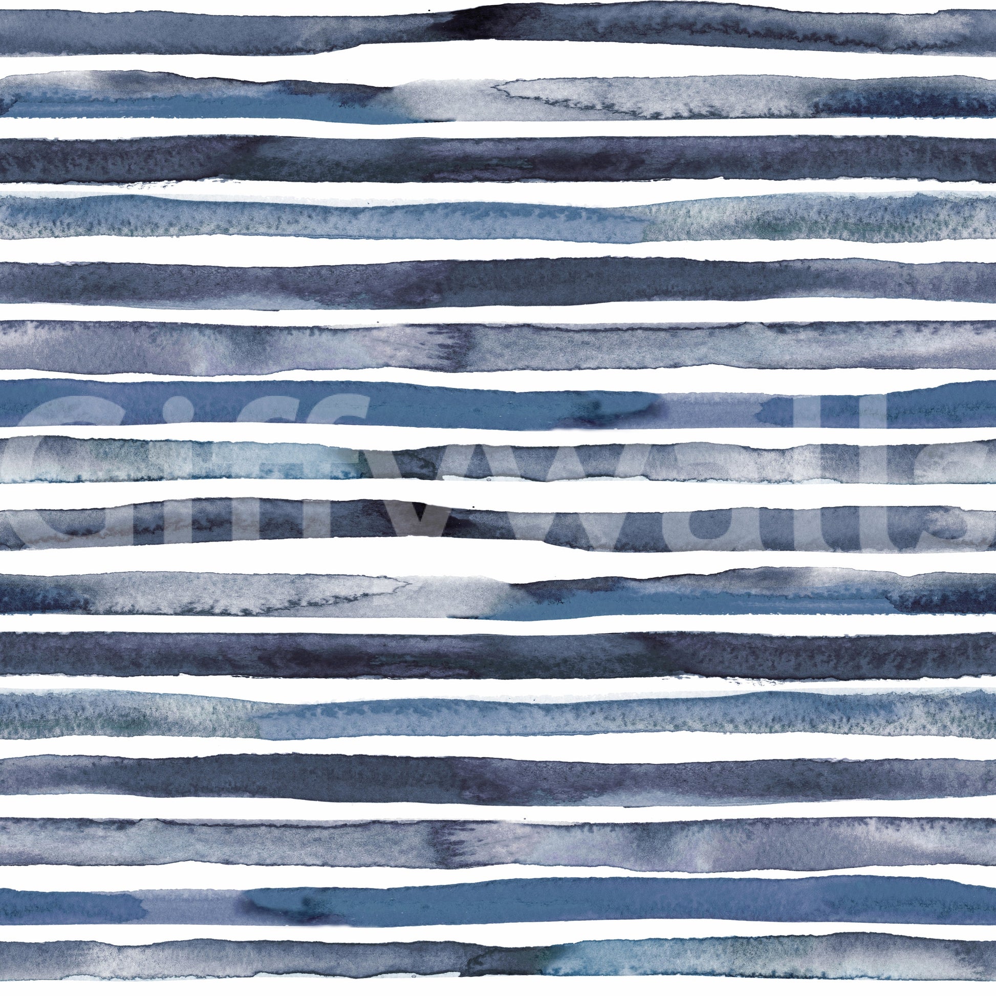 Watercolor texture striped wallpaper in calming soft blue.

