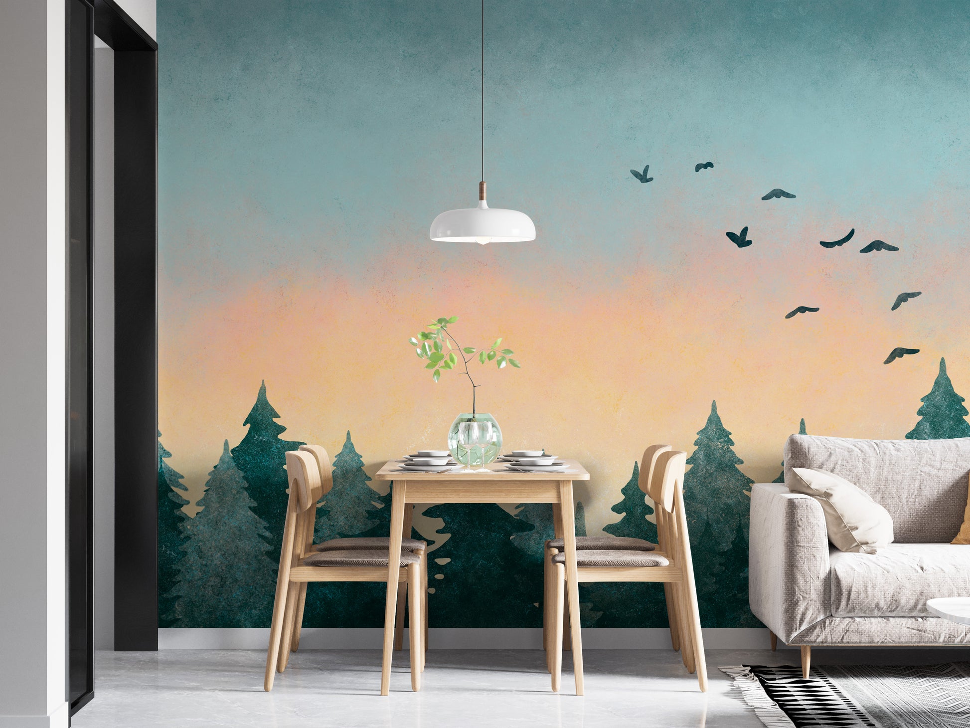 Watercolor Green Tree Forest Wallpaper - Giffywalls