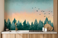 Watercolor Green Tree Forest Wallpaper - Giffywalls