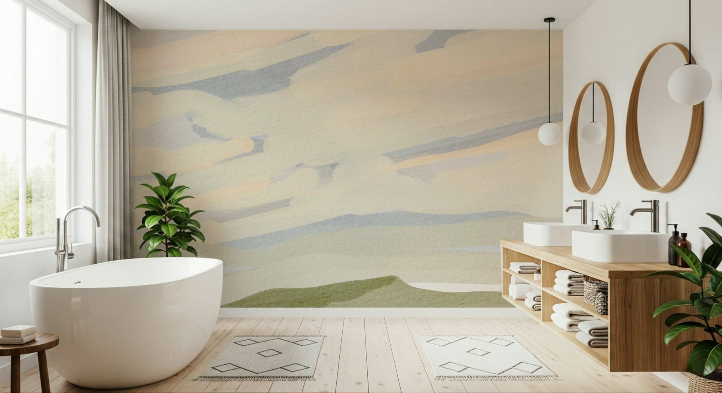 Watercolor Hills graphic highlighting textured foliage in autumn colors.