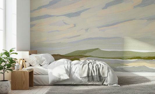 Artistic Watercolor Hills backdrop showing loose brushstrokes in nature palette.
