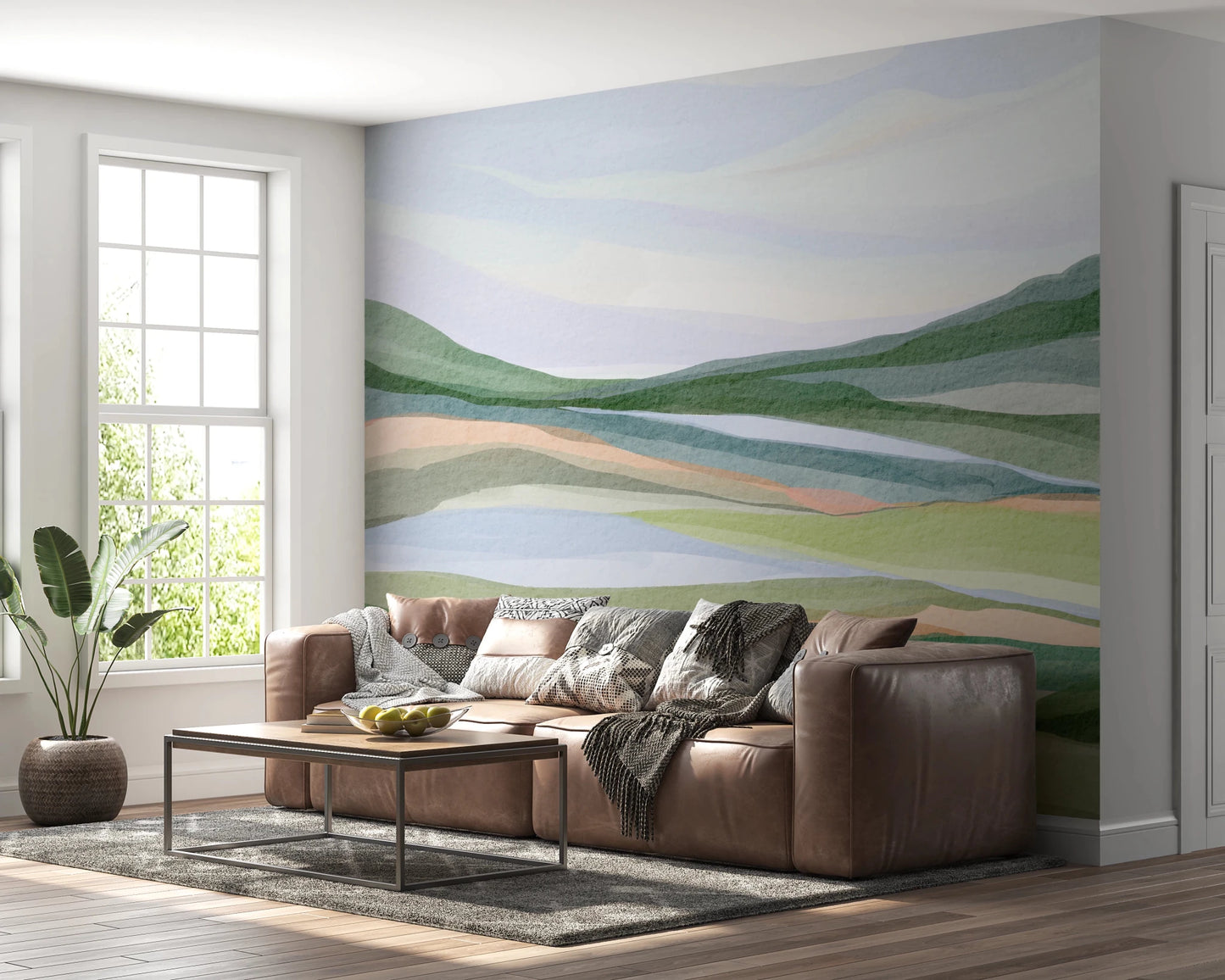 Watercolor Hillscape Wall Mural