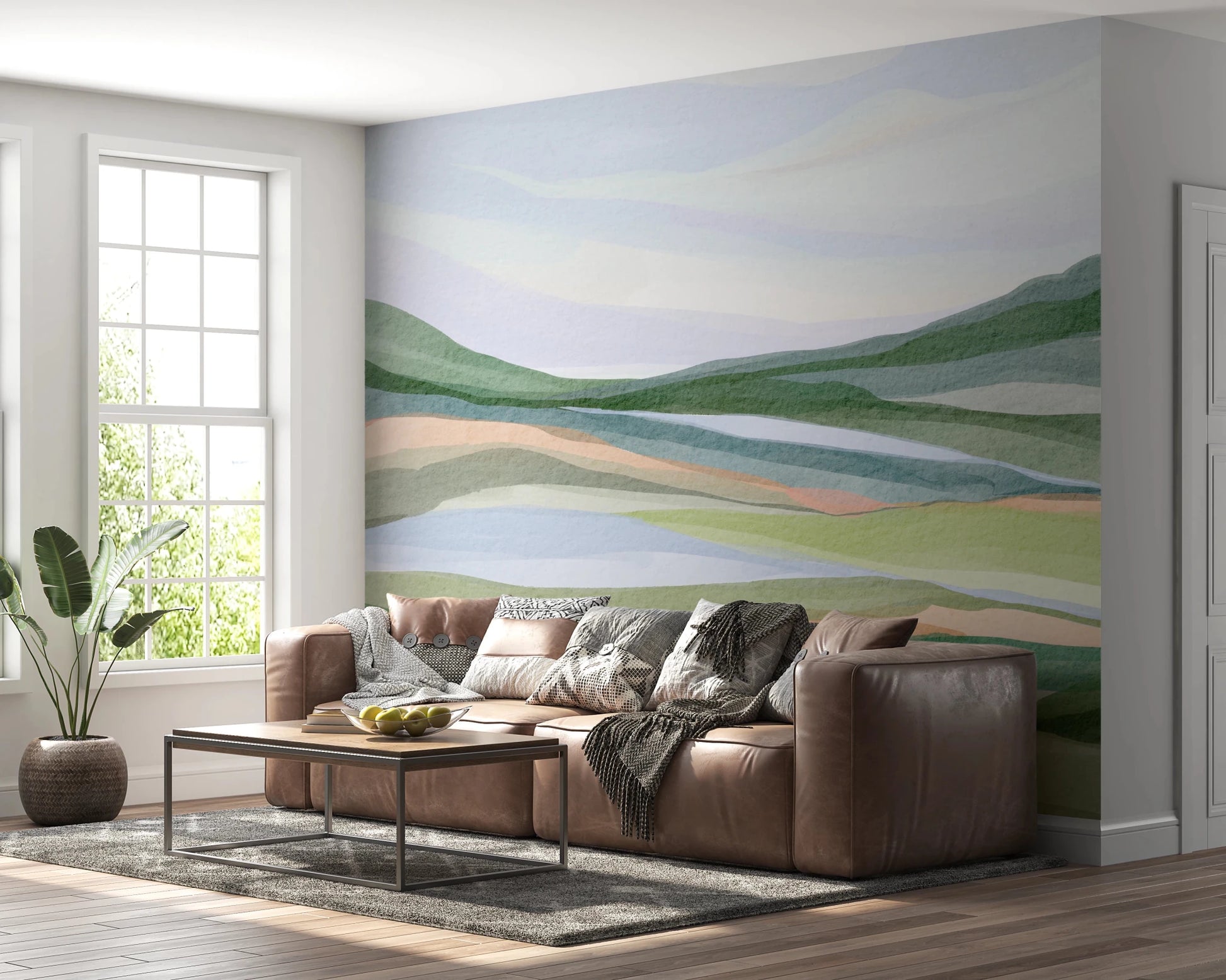 Watercolor Hillscape Wall Mural