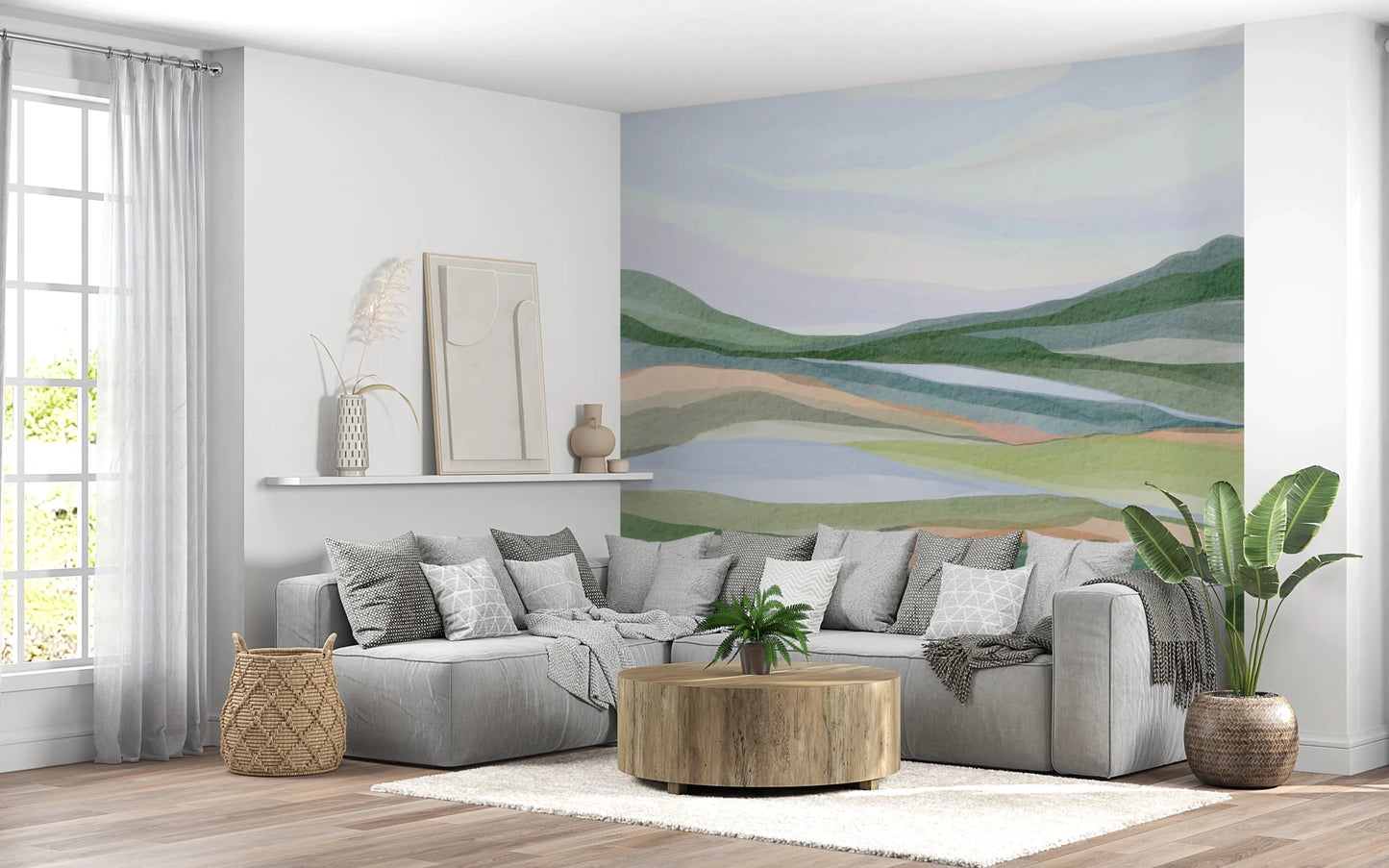 Watercolor Hillscape Wall Mural