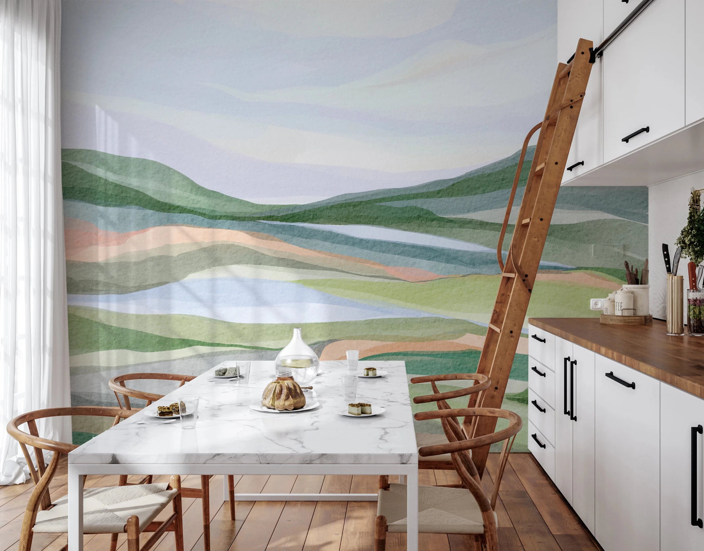 Watercolor Hillscape Wall Mural