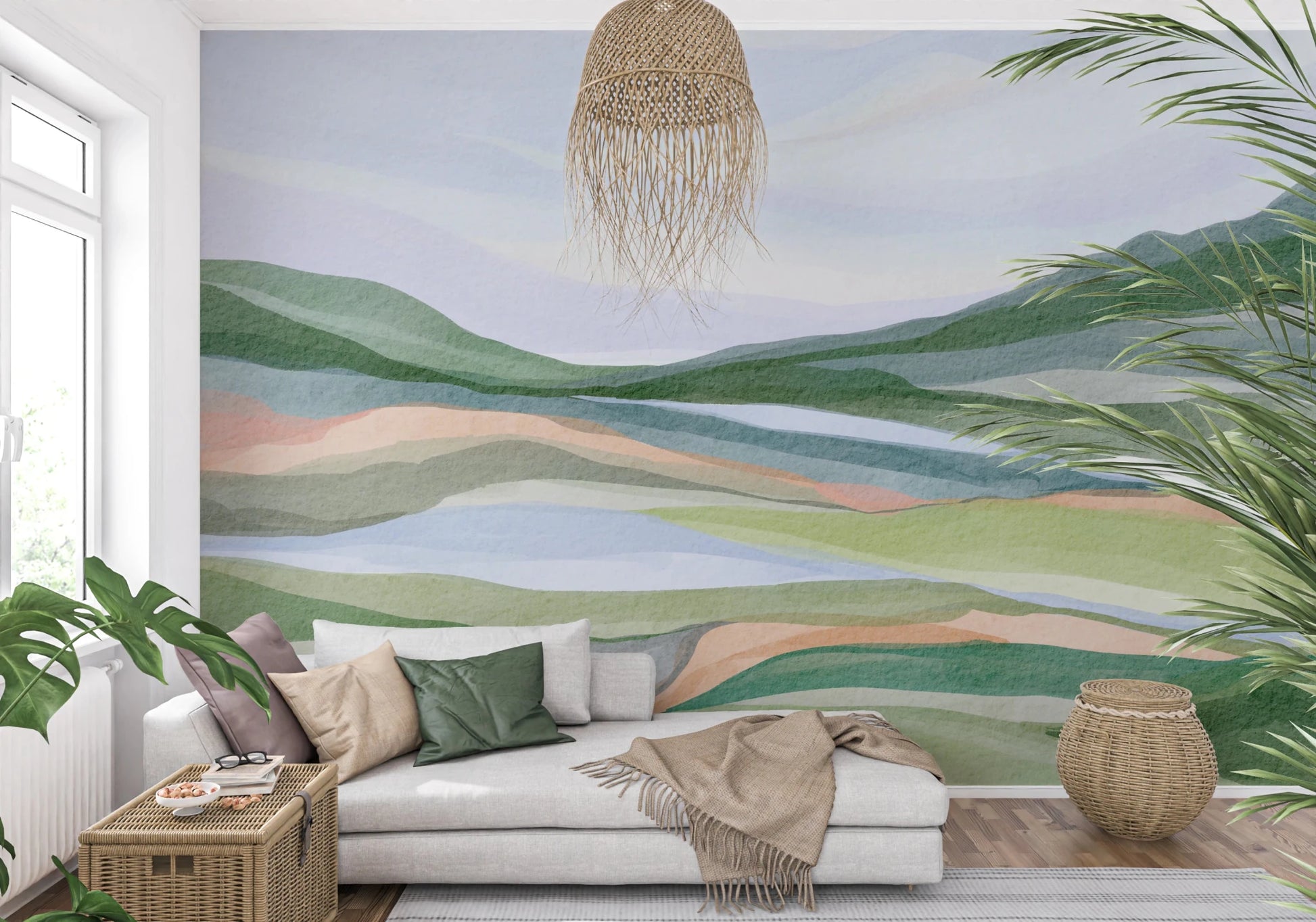Watercolor Hillscape Wall Mural