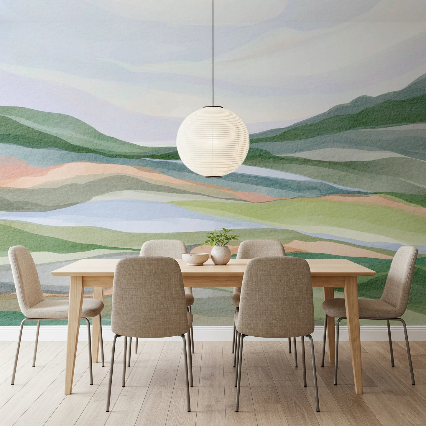 Watercolor Hillscape Wall Mural