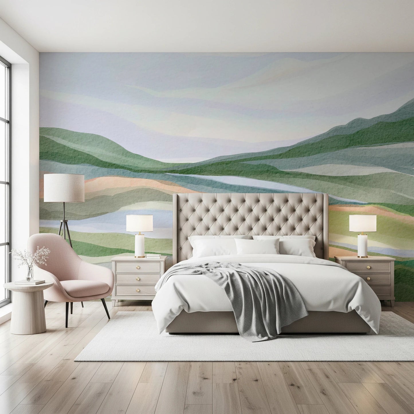 Watercolor Hillscape Wall Mural