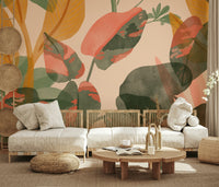 A peaceful organic pattern mural on decorative wallpaper.