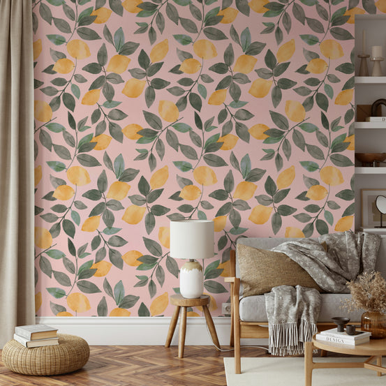 Watercolor lemon wall mural

