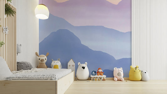 Watercolor Mountains in Pastel Colors Wall Mural