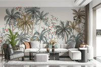 Large scale tropical leaf design for a modern nursery wall decor.