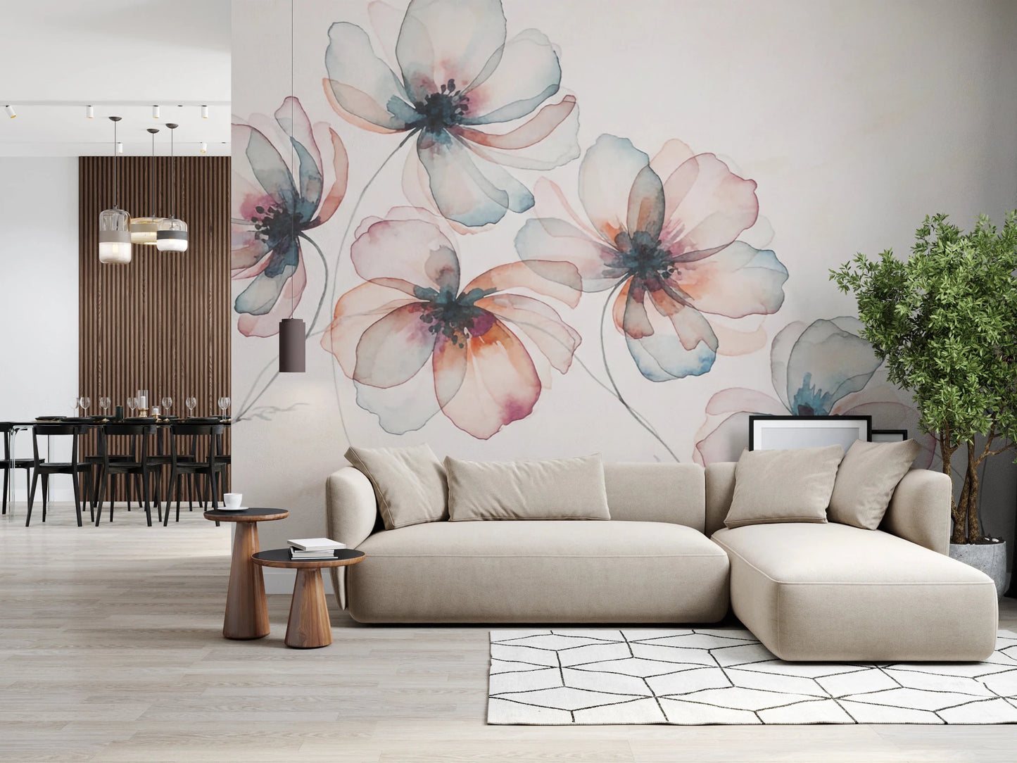 Watercolor Petals Wall Mural