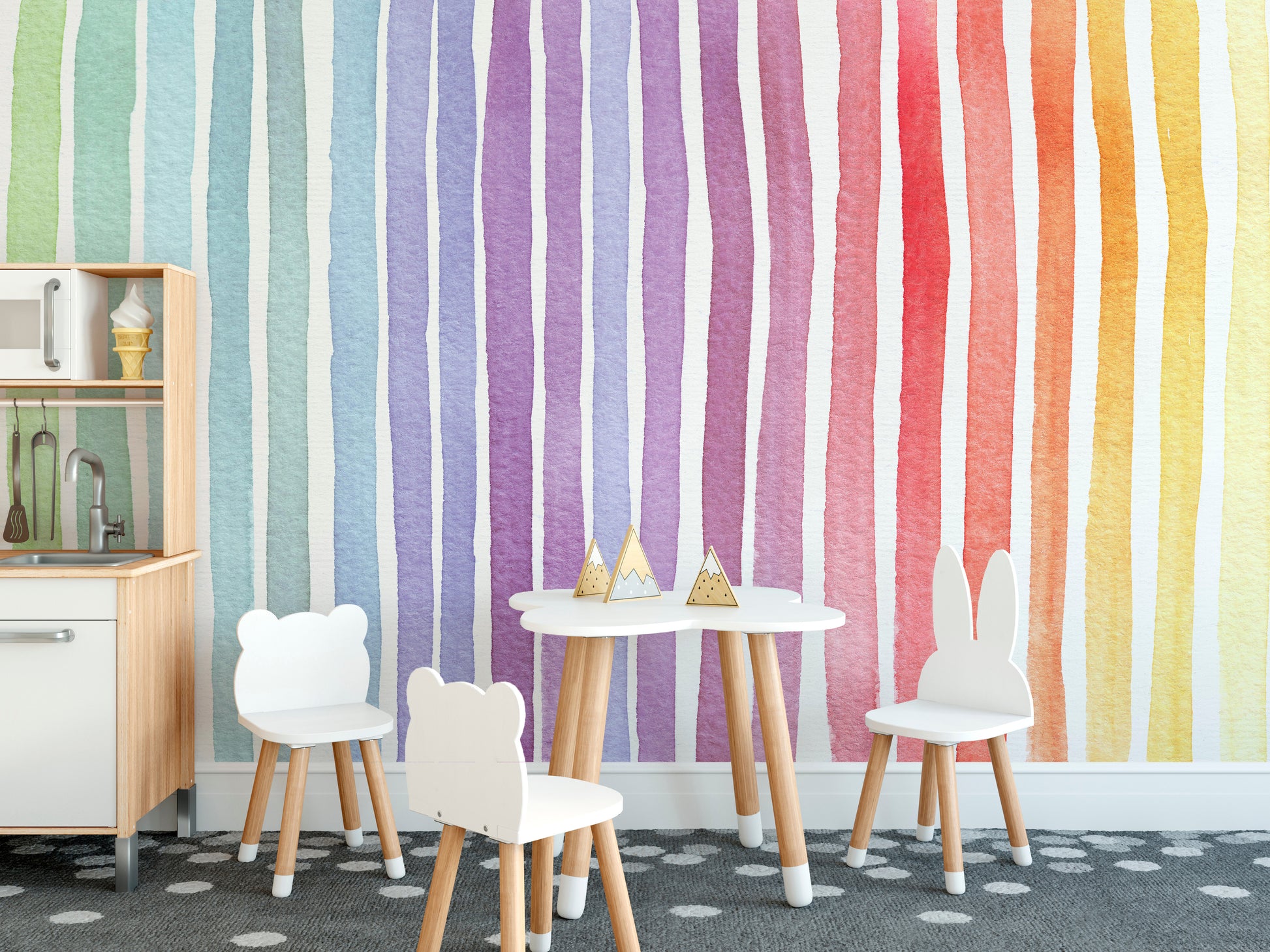 Watercolor Rainbow Striped Wallpaper Murals - Giffywalls