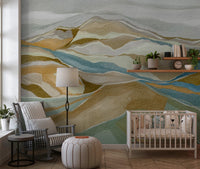 Sophisticated Watercolor Ridge View Wall Mural for a feature wall